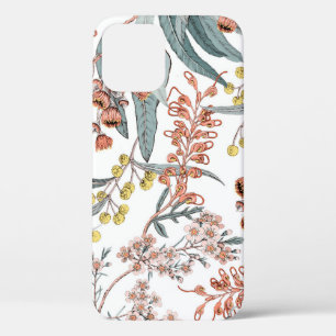 オーストラリア先住民の花。シームレスパターンブラック iPhone 12ケース