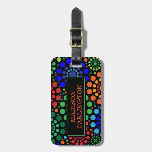 オーストラリア先住民の芸術界モノグラム名 ラゲッジタグ (正面縦)