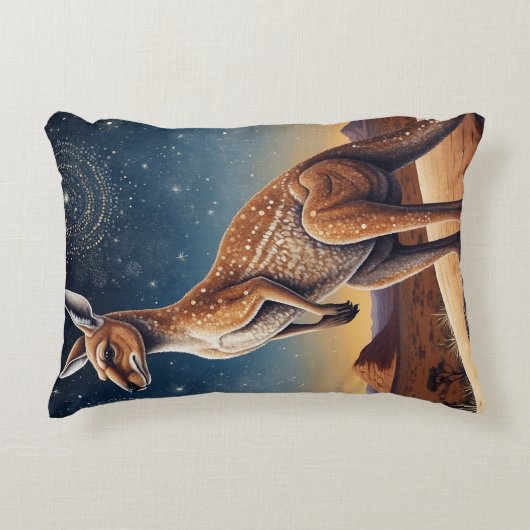 オーストラリア先住民をテーマにしたカンガルーのシーン アクセントクッション (正面)