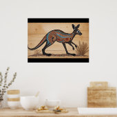 オーストラリア先住民をテーマにしたカンガルー ポスター (キッチン)