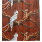 オーストラリア先住民をテーマにしたコッカティエル シャワーカーテン (正面)