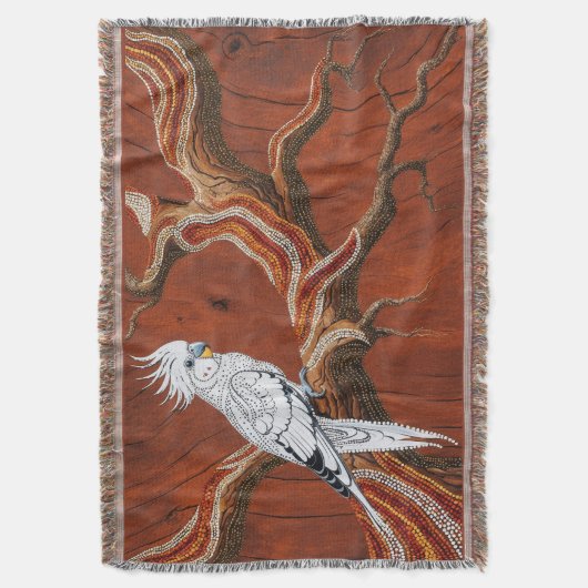 オーストラリア先住民をテーマにしたコッカティエル スローブランケット (正面縦)