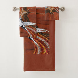オーストラリア先住民をテーマにしたコッカティエル バスタオルセット