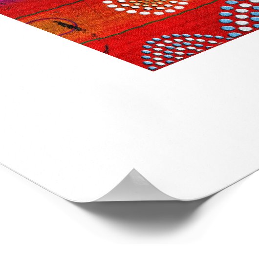 オーストラリア先住民をテーマにした湖に沈む夕日 ポスター (角)