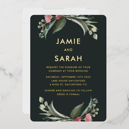 オーストラリア先住民ガムブロッサムフォイル招待状 箔招待状 (封筒)