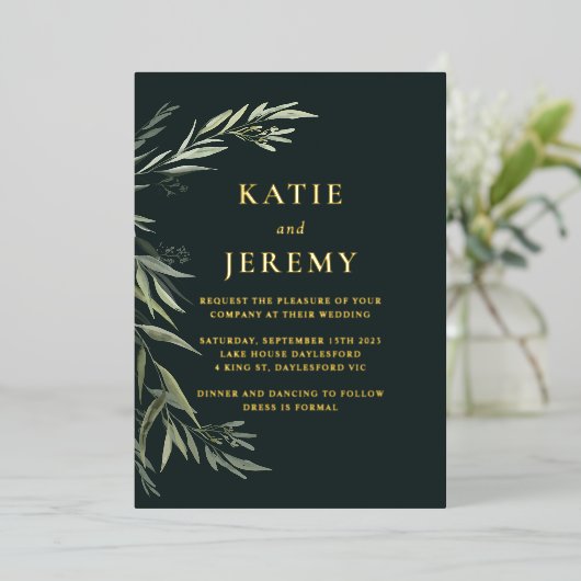 オーストラリア先住民ガムリーフフォイル招待状 箔招待状 (立ち正面)