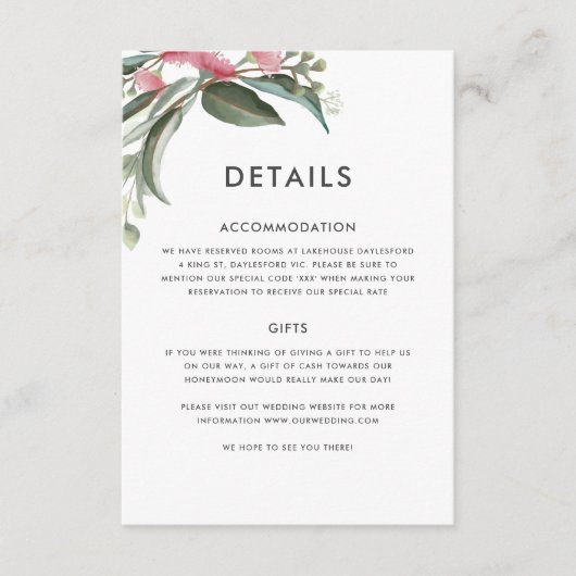 オーストラリア先住民ガムリーフ詳細カード エンクロージャーカード (正面)