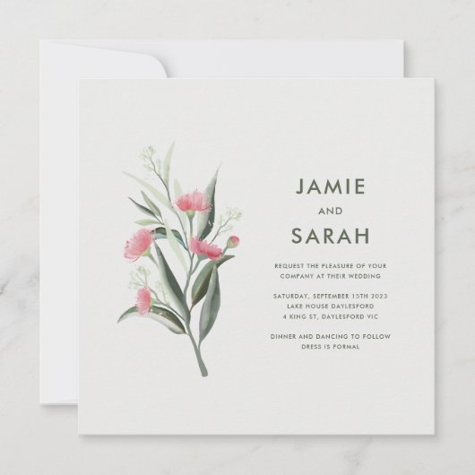 オーストラリア先住民ガム結婚ブロッサム 招待状 (正面)