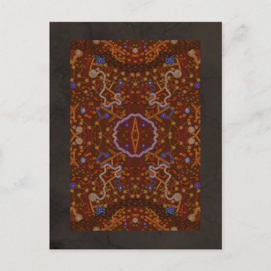オーストラリア先住民スタイルウォークアールアートデザイン ポストカード (正面)