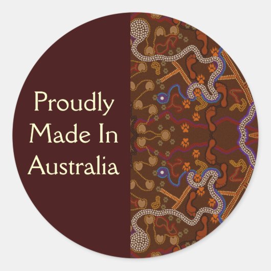 オーストラリア先住民スタイルウォークアールアートデザイン ラウンドシール (正面)