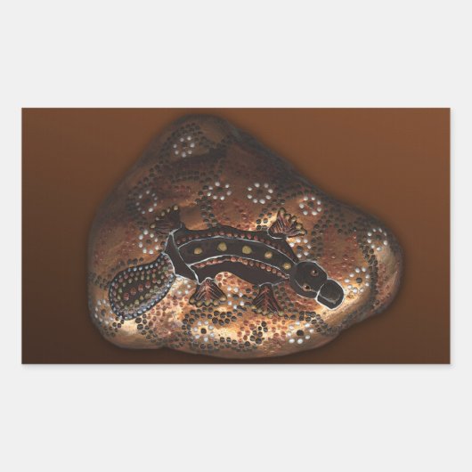 オーストラリア先住民スタイルプラティプスアート 長方形シール (正面)