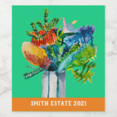 オーストラリア先住民フローラウォーターカラーアートワインラベル ワインラベル (シングルラベル)