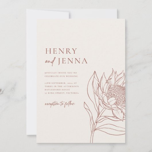オーストラリア先住民ボタニカルワラタプロテア 招待状 (正面)