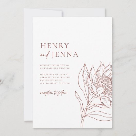 オーストラリア先住民ボタニカルワラタプロテア 招待状 (正面)