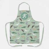 オーストラリア先住民動物ユーカリプトゥスグリーンイニシャル エプロン (正面)