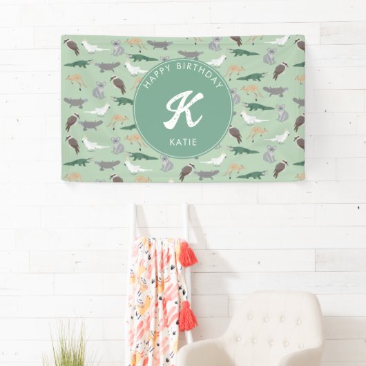 オーストラリア先住民動物ユーカリ誕生日 横断幕 (インサイチュ)