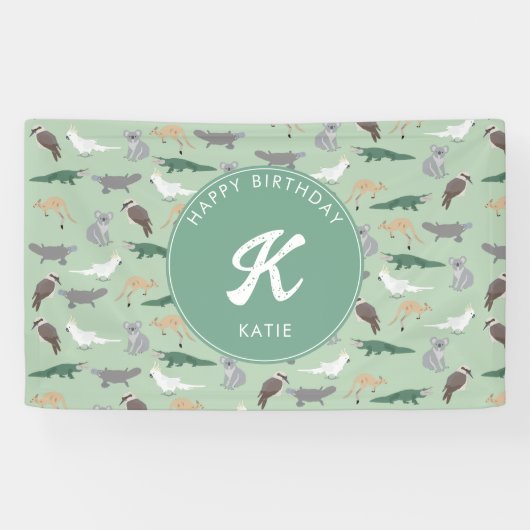 オーストラリア先住民動物ユーカリ誕生日 横断幕 (横)