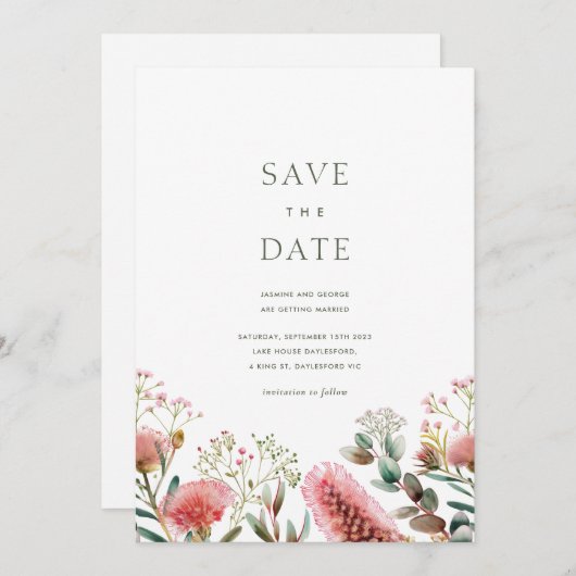 オーストラリア先住民水彩野草 セーブザデート (正面/裏面)