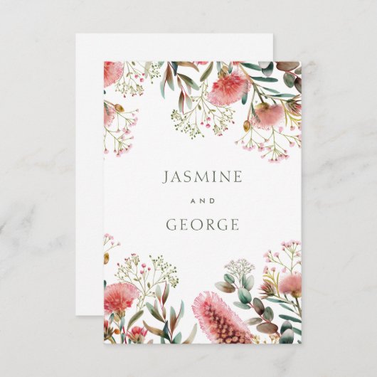 オーストラリア先住民結婚ワイルドフラワー エンクロージャーカード (正面/裏面)