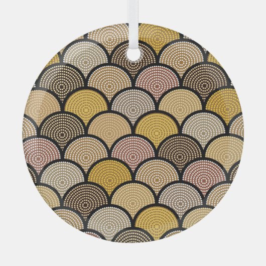 オーストラリア先住民：カラフル点々のあるヴィンテージ ガラスオーナメント (正面)