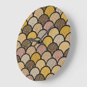 オーストラリア先住民：カラフル点々のあるヴィンテージ ラージ壁時計 (傾斜)