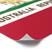 オーストラリア共和国カリフォルニア州旗カンガルー ポスター (角)