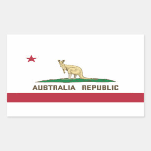 オーストラリア共和国カリフォルニア州旗カンガルー 長方形シール