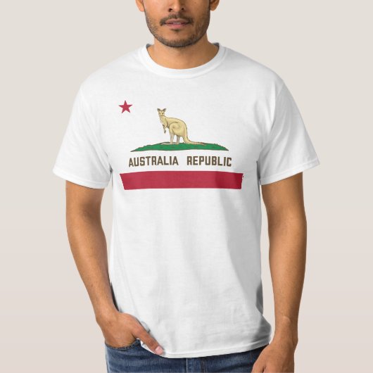 オーストラリア共和国カリフォルニア州旗カンガルー Tシャツ (正面)