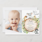 オーストラリア動物かわいいコアラ1歳の誕生日の写真 招待状 (正面)