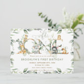 オーストラリア動物の緑1歳の誕生日ワイルドワン 招待状 (スタンド正面)