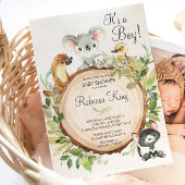 オーストラリア動物コアラ赤ちゃんシャワーニュートラルボーイ 招待状