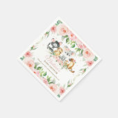 オーストラリア動物ピンクフローラガールベビーシャワー スタンダードカクテルナプキン (角)