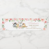 オーストラリア動物ピンクフローラガールベビーシャワー ペットボトルラベル (シングルラベル)