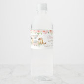 オーストラリア動物ピンクフローラガールベビーシャワー ペットボトルラベル (正面)