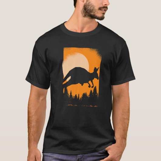 オーストラリア動物園動物レトロカンガルー Tシャツ (正面)