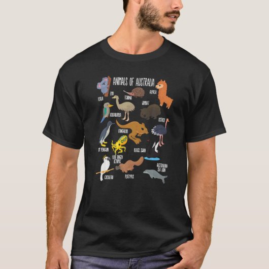 オーストラリア動物教育動物 Tシャツ (正面)