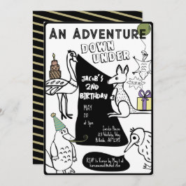 オーストラリア動物着色ページ子供の誕生日 招待状