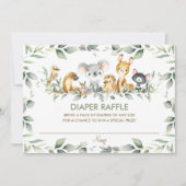 オーストラリア動物緑おむつラッフルカード 招待状 (正面)
