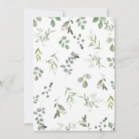 オーストラリア動物緑の中性ベビーシャワー 招待状 (裏面)