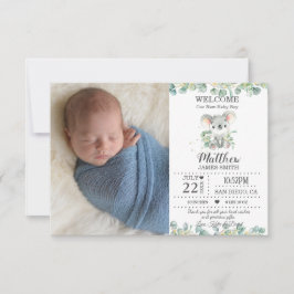 オーストラリア動物緑の新生児写真誕生 案内状