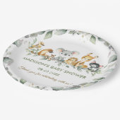 オーストラリア動物緑の誕生日赤ちゃんシャワー ペーパープレート (アングル)