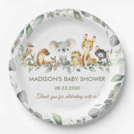 オーストラリア動物緑の誕生日赤ちゃんシャワー ペーパープレート