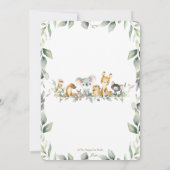 オーストラリア動物緑の赤ちゃんシャワーニュートラル 招待状 (裏面)