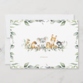 オーストラリア動物緑の赤ちゃんシャワーニュートラル 招待状 (裏面)