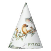 オーストラリア動物緑1stバースデーボーイガール パーティーハット (左)