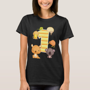 オーストラリア動物1st誕生日カンガルー・コアラ・プラット tシャツ