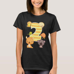 オーストラリア動物2nd誕生日カンガルー・コアラ・プラット tシャツ