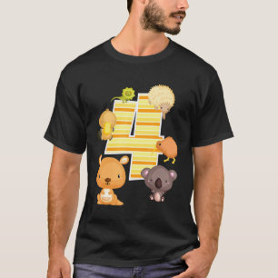 オーストラリア動物4th誕生日カンガルー・コアラ・プラット tシャツ