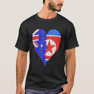 オーストラリア北朝鮮国旗のハート Tシャツ