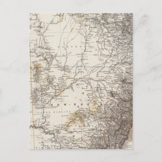 オーストラリア南東部の地図 ポストカード (正面)
